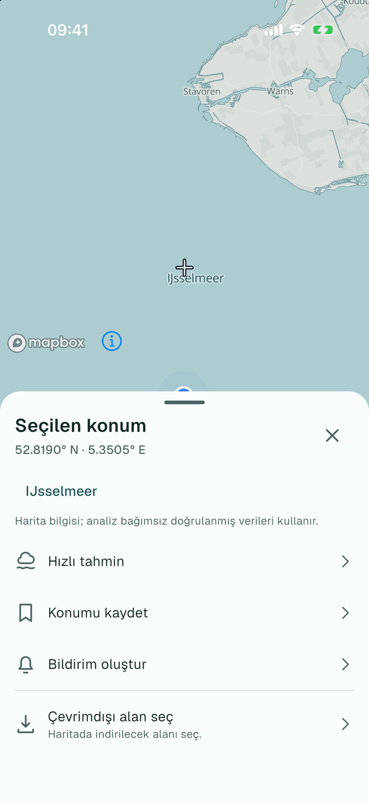 Haritanın üzerinde açık su kütlesi kartı: bir gölün adı, türü ve konumu (build 1.0.0-1-20261016)